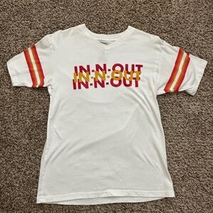 RARE IN N OUT White Tee with Red and Yellow Accents